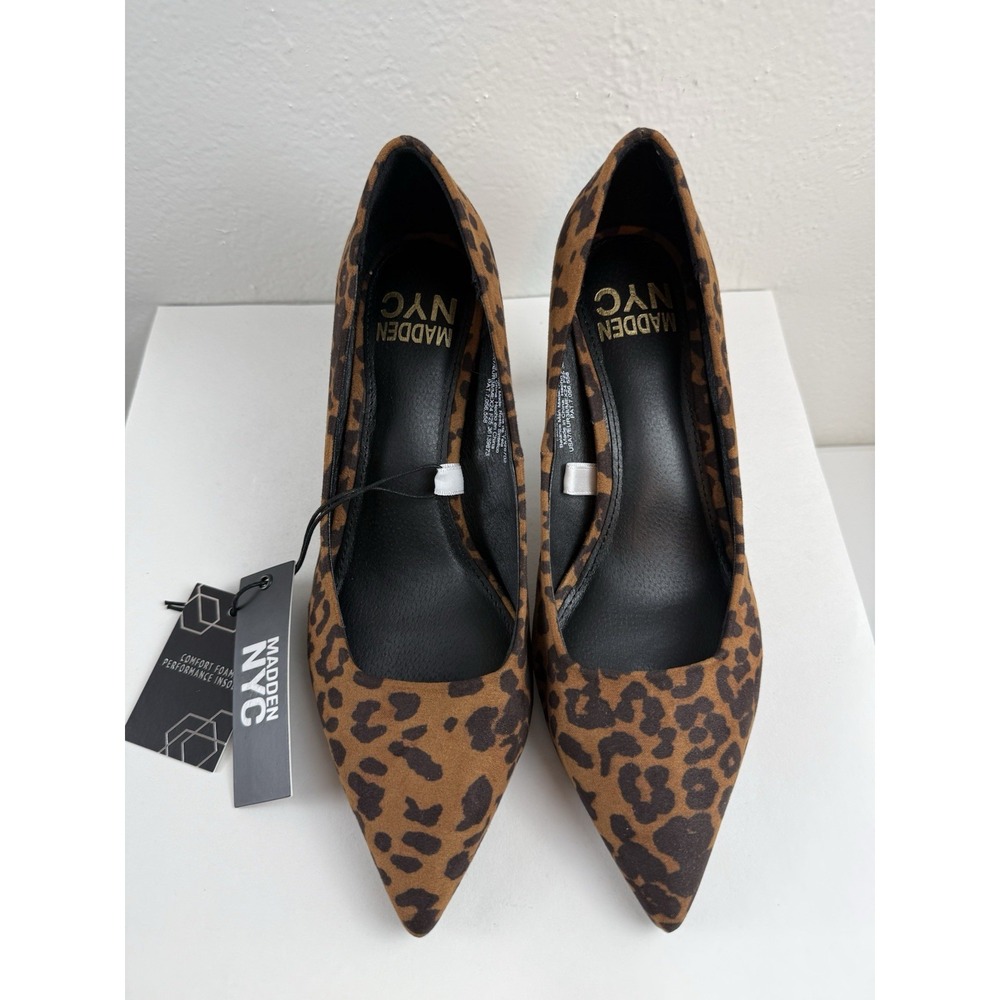 Madden NYC Womens Leopard Print Pointed Toe Kitten Heel Pumps Sz 7 Animal Print - Picture 2 of 9